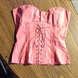 Lace-up Strapless Corset-like Top